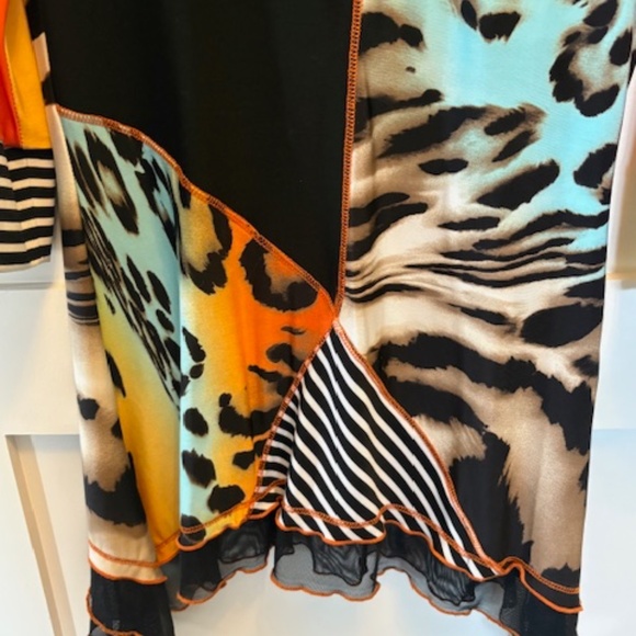 FRANK LYMAN long top/tunic sz US/CAN 4 multicolour animal print ruffled hem - Picture 6 of 15